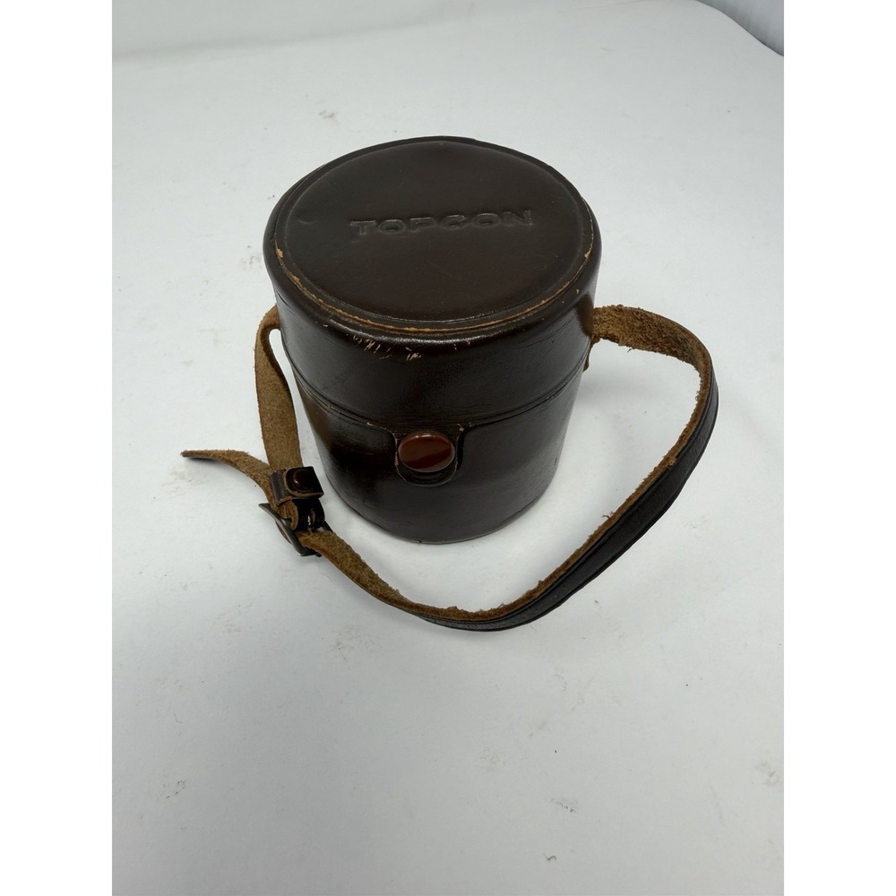 Topcon Camera Small Brown Leather Lens Case with Hand Strap
